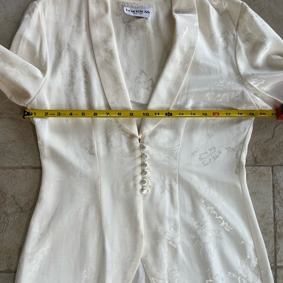 Vintage Ivory Brocade Blazer M/L Coquette Bridal Cottagecore Puff Sleeve ILGWU - Picture 14 of 16